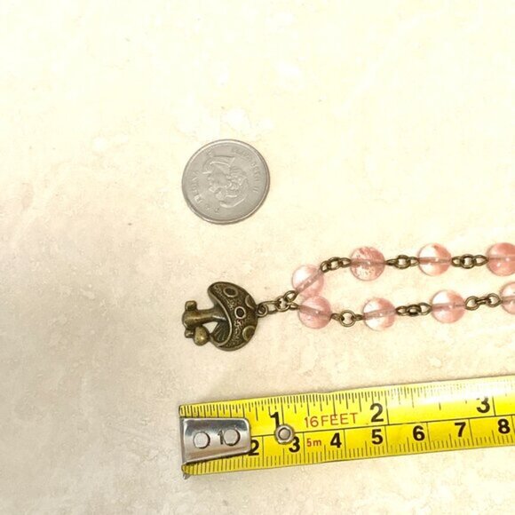 Cute Cherry Quartz Bronze Round Mushroom Adjustable Pendant Choker - Picture 14 of 16